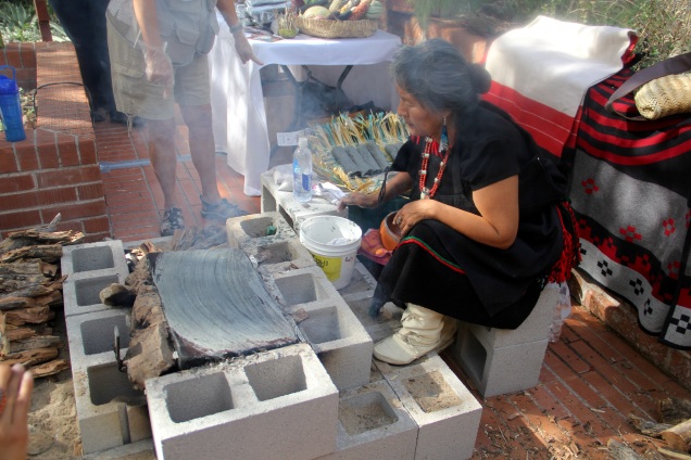 Ruby Chimerica (Hopi) making piki bread (photo by Elizabeth Hoover)
